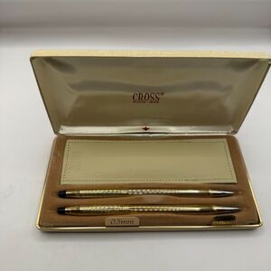 Vtg Cross Ladies 1/20 10k Gold Filled Ballpoint Pen & Pencil Set- Greek Key